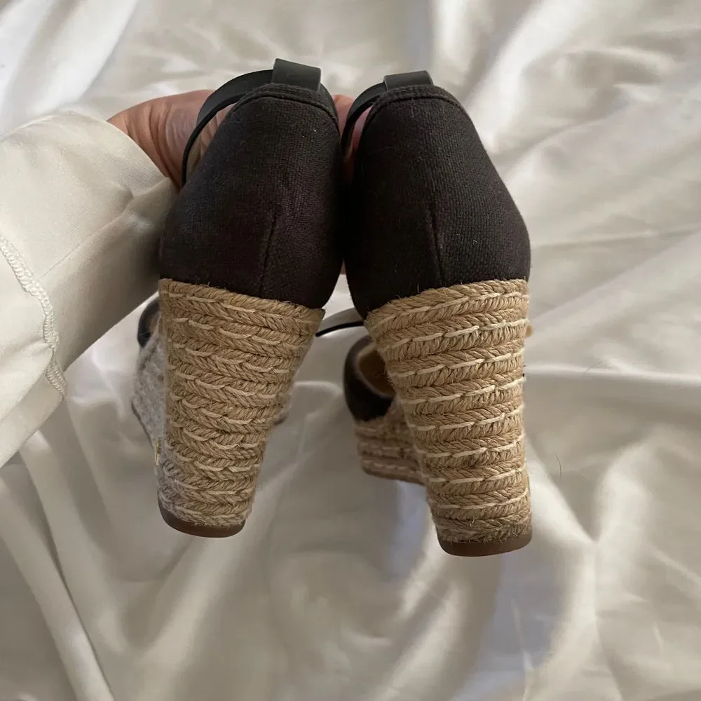 Michael Michael Kors Espadrilles Canvas and Leather Boho Wedges Size 6‎